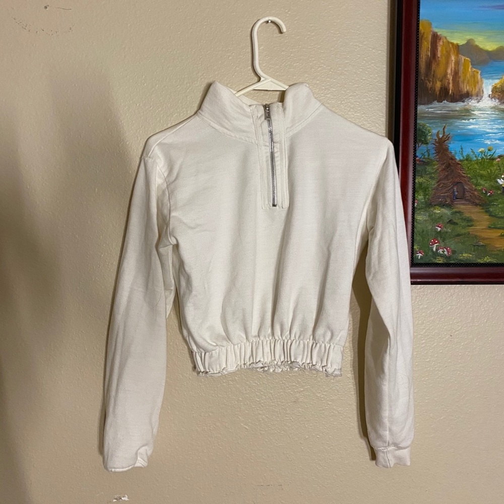 cropped half zip sweater